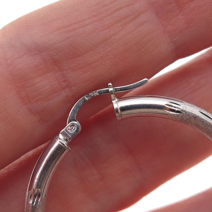 925 Sterling Silver Vintage Tube Hoop Earrings