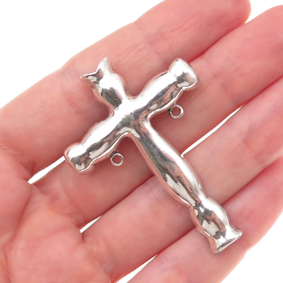 Terry Mayer 925 Sterling Silver Vintage Cross Religious Oxidized Slide Pendant