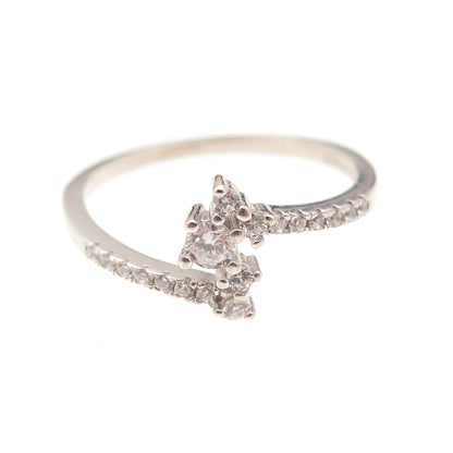 925 Sterling Silver Round-Cut C Z Bypass Ring Size 7