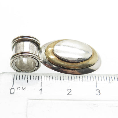 925 Sterling Silver 2-Tone Vintage Mexico Letter "O" Modernist Pendant