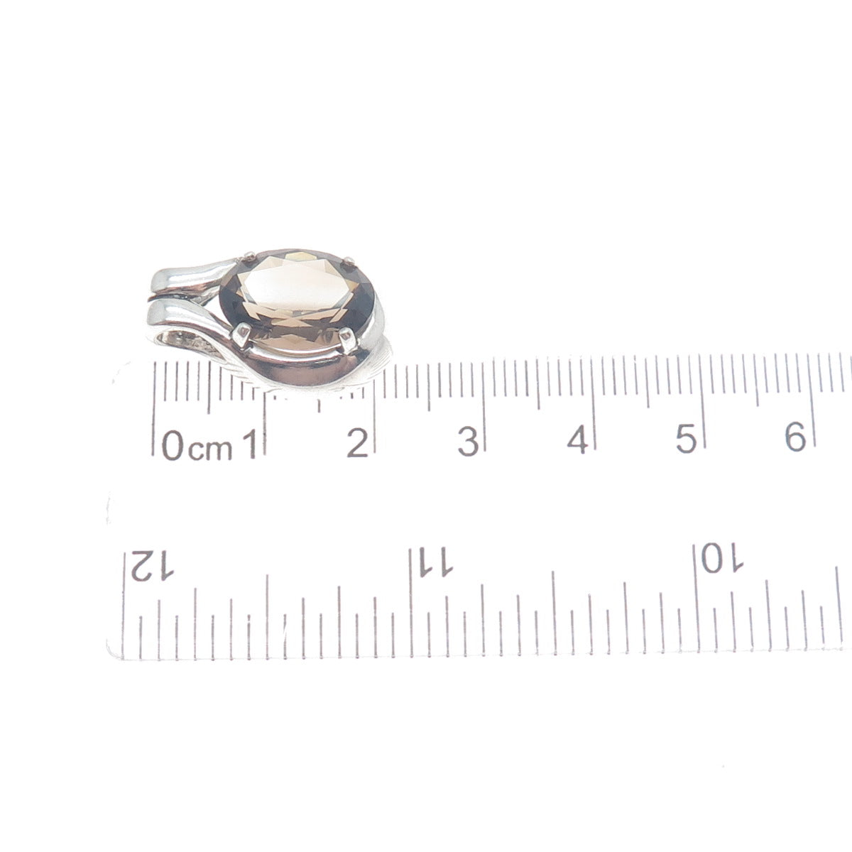 KABANA 925 Sterling Silver Vintage Real Oval-Cut Smoky Quartz Minimalist Pendant
