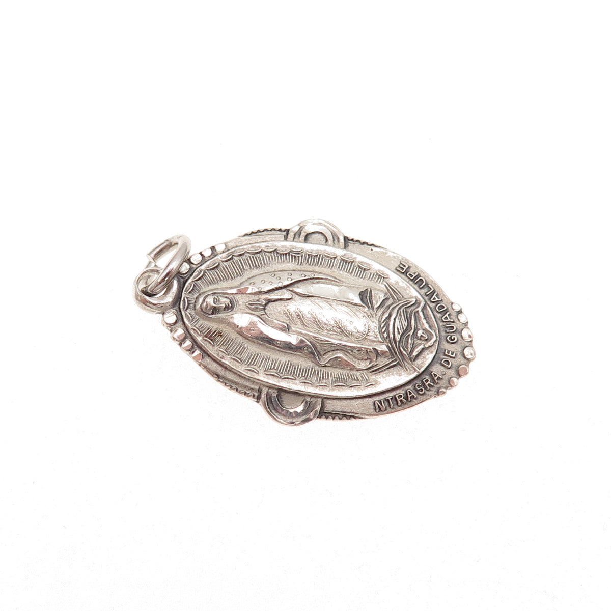 Creed Sterling Silver Antique Art Deco St. Mary & Jesus Oxidized Charm Pendant