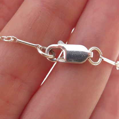 925 Sterling Silver Vintage Modernist Belly Bar Chain Necklace 20"