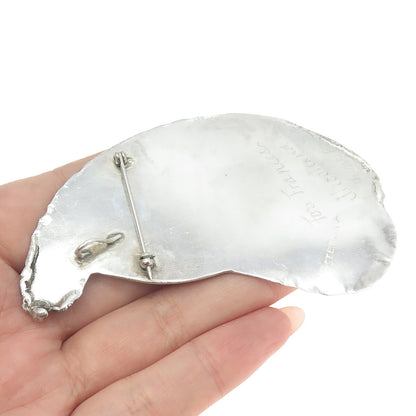 SHOSHANA 925 Sterling Silver Vintage 1989 Enamel Modernist Fish Brooch