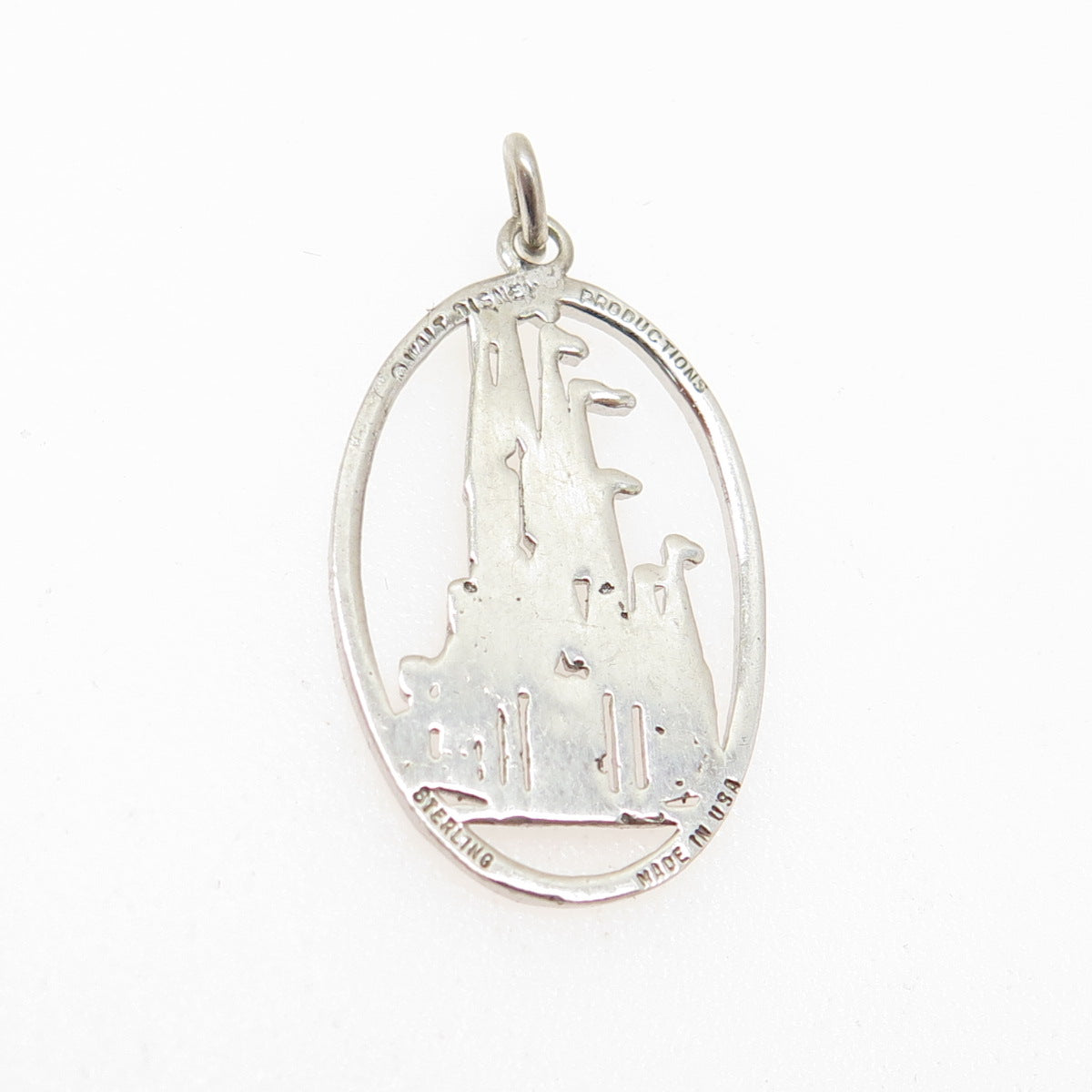 WALT DISNEY 925 Sterling Silver Vintage Cinderella Castle Charm Pendant