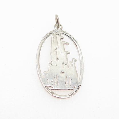 WALT DISNEY 925 Sterling Silver Vintage Cinderella Castle Charm Pendant