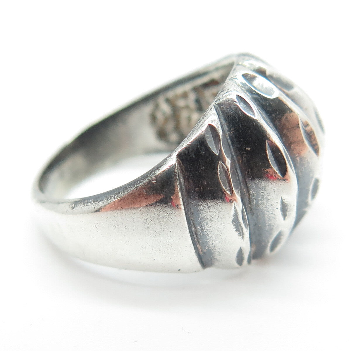925 Sterling Silver Vintage Ribbed Ring Size 6.25