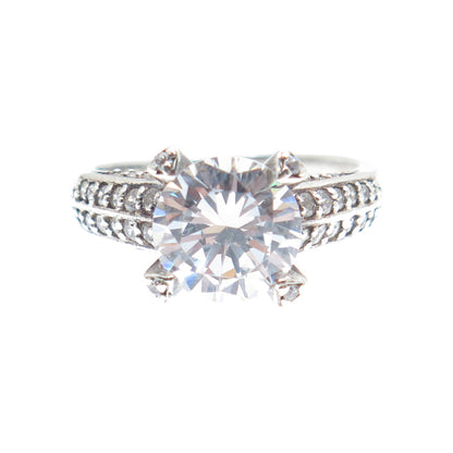 925 Sterling Silver Round-Cut C Z Engagement Ring Size 9.25