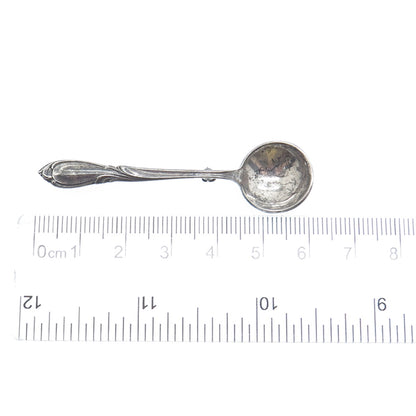925 Sterling Silver Antique Art Deco Rhapsody Salt & Spices Spoon Pin Brooch