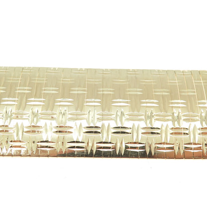 LIRM 925 Sterling Silver Gold Plated Italy Diamond-Cut Bamboo Bar Bracelet 7.5"