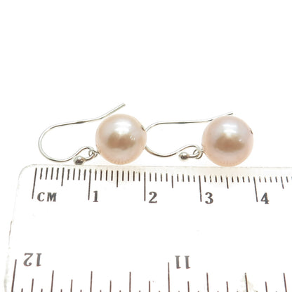 925 Sterling Silver Real Cream Pearl Dangle Hook Earrings