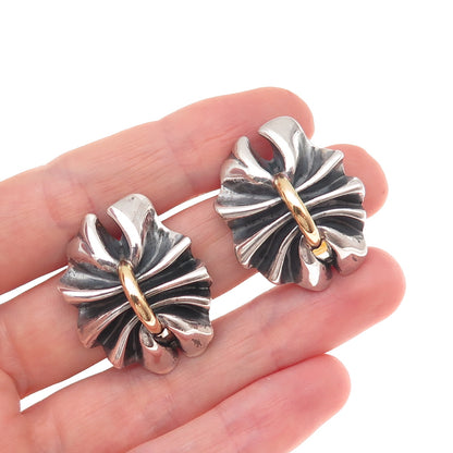 Georg Jensen 925S Sterling 2-Tone Vintage Denmark Modernist Clip On Earrings 400