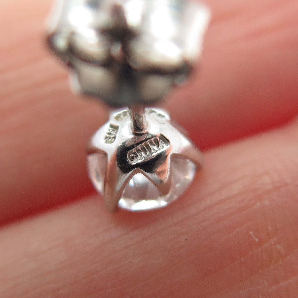 925 Sterling Silver Round-Cut C Z Stud Earrings