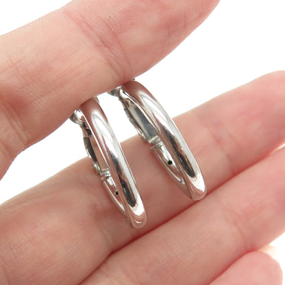 925 Sterling Silver Puffy Hoop Earrings