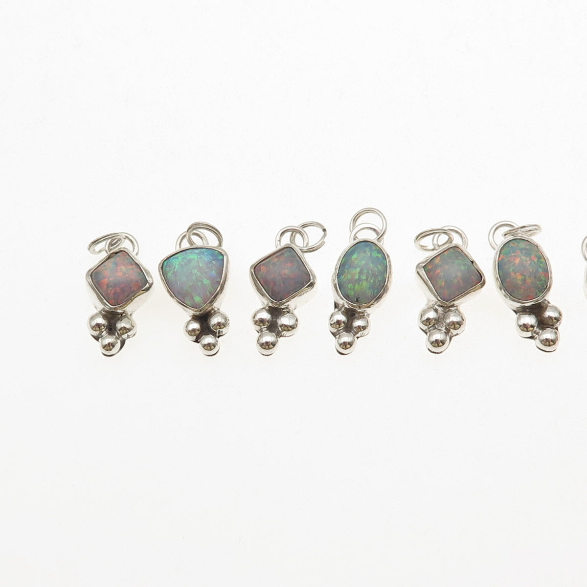 D’Anz Old Pawn 925 Sterling Silver Vintage SET of 13 Opal Tribal Charm Pendants