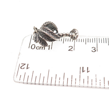 Beau 925 Sterling Silver Vintage Palm Tree Oxidized 3D Charm Pendant