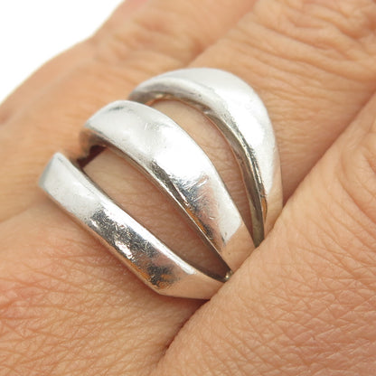 925 Sterling Silver Vintage Mexico Multi-Row Modernist Ring Size 9.25