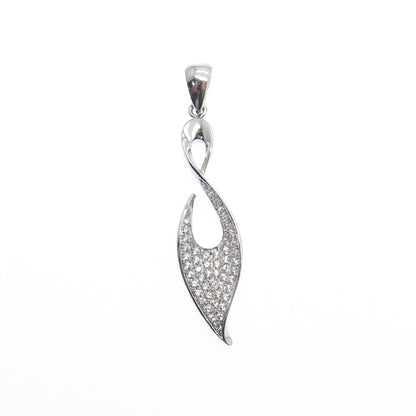 925 Sterling Silver Round-Cut C Z Twisted Charm Pendant