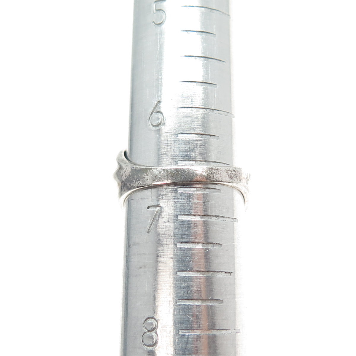 925 Sterling Silver Vintage Modernist Ribbed Oxidized Ring Size 6.75