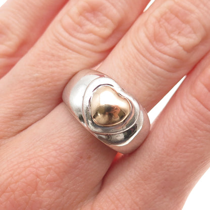 Ross Simons 925 Sterling Silver 14K Gold Vintage Heart Oxidized Ring Size 7