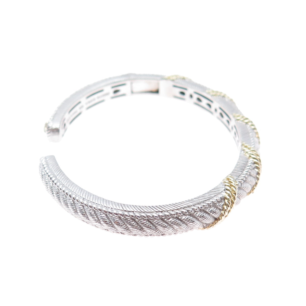JUDITH RIPKA 925 Sterling Silver 2-Tone Twisted Roped Cuff Bracelet 6"