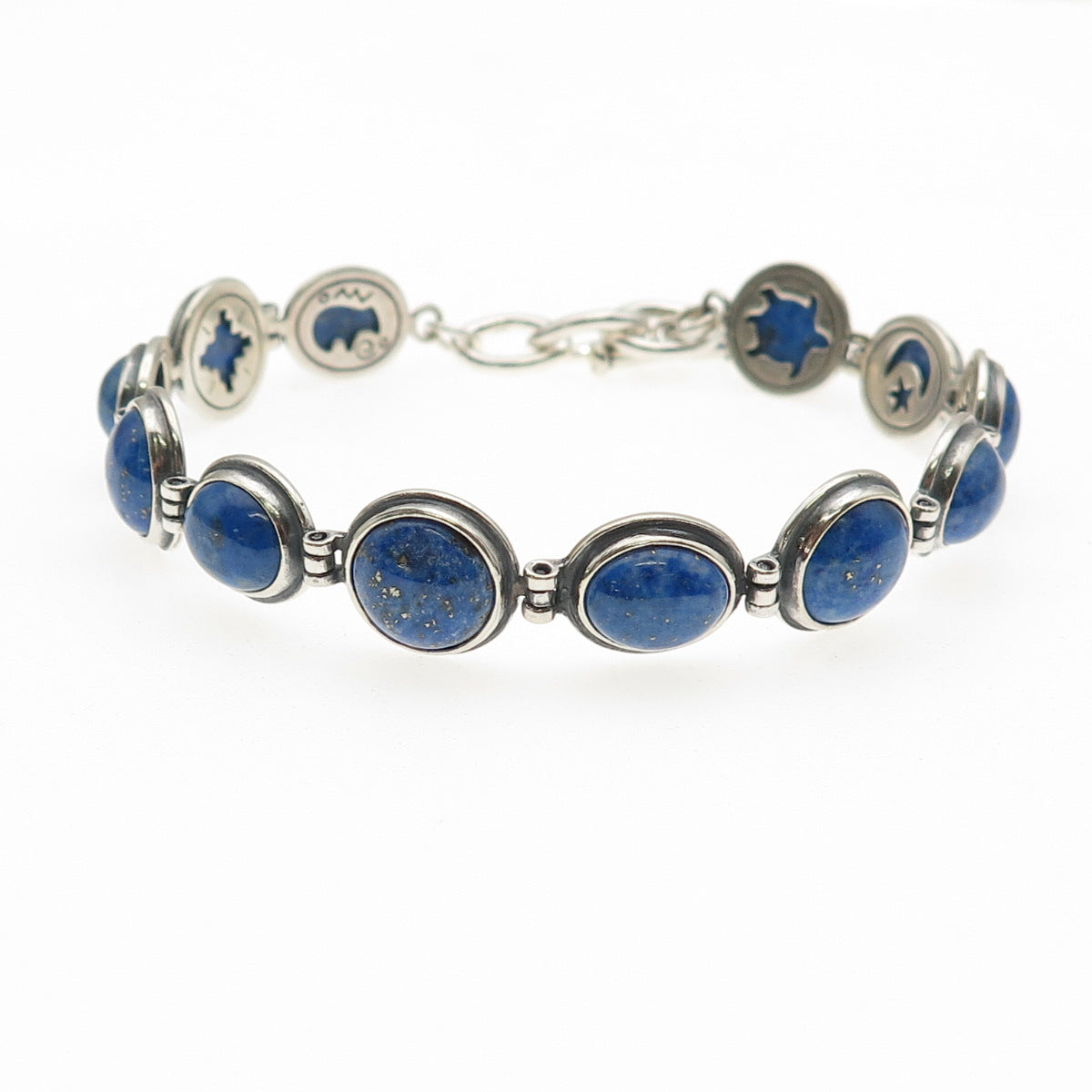 CAROLYN POLLACK 925 Sterling Silver Vintage Real Lapis Bracelet 8"