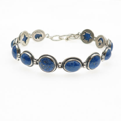 CAROLYN POLLACK 925 Sterling Silver Vintage Real Lapis Bracelet 8"