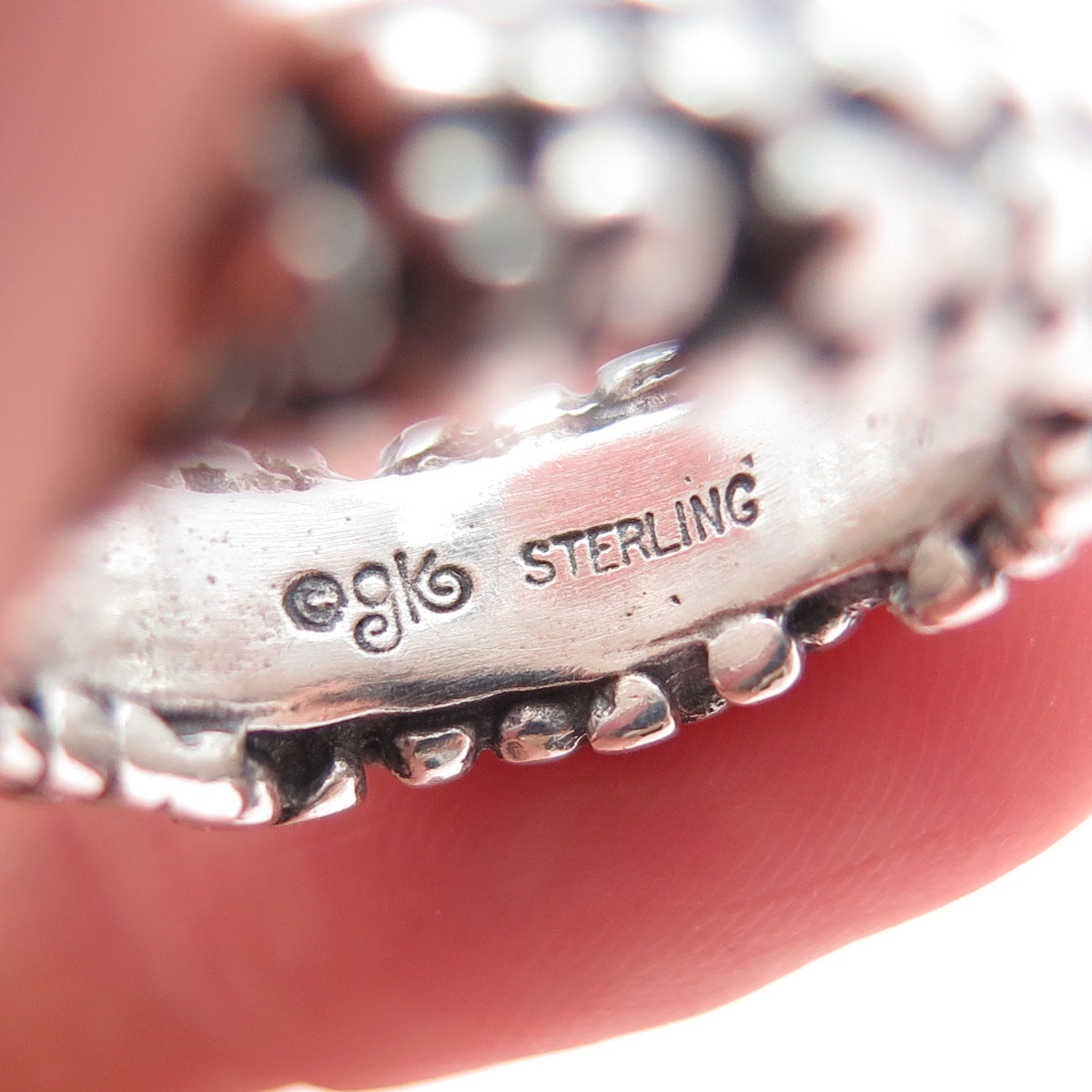 GOLDMAN KOLBER Sterling Silver Vintage Granulated Oxidized Band Ring Size 6.5