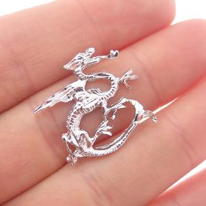 925 Sterling Silver Vintage Royal Dragon Slide Charm Pendant