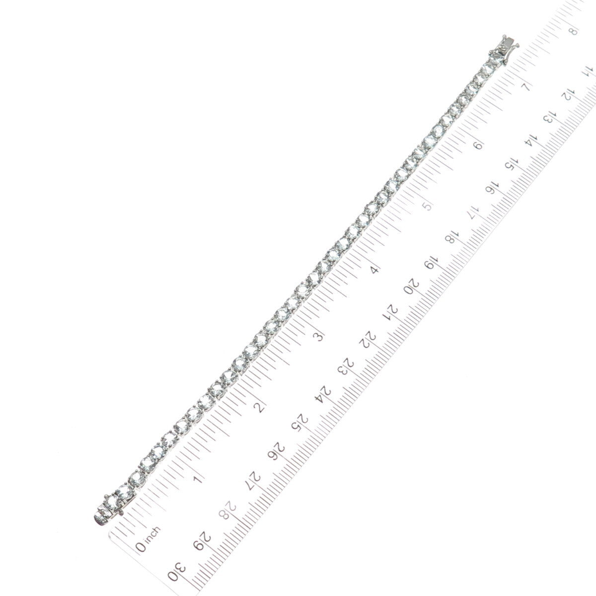 925 Sterling Silver Round-Cut Shaped C Z Tennis Link Bracelet 6.75"