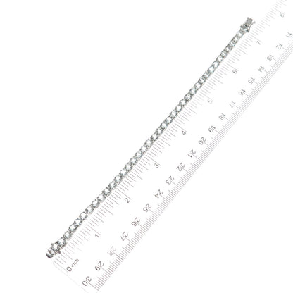 925 Sterling Silver Round-Cut Shaped C Z Tennis Link Bracelet 6.75"