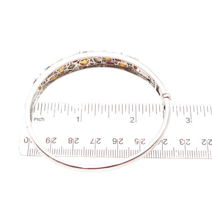 ALWAND VAHAN 925 Sterling Vintage Real Garnet Citrine Quartz Bangle Bracelet 7"