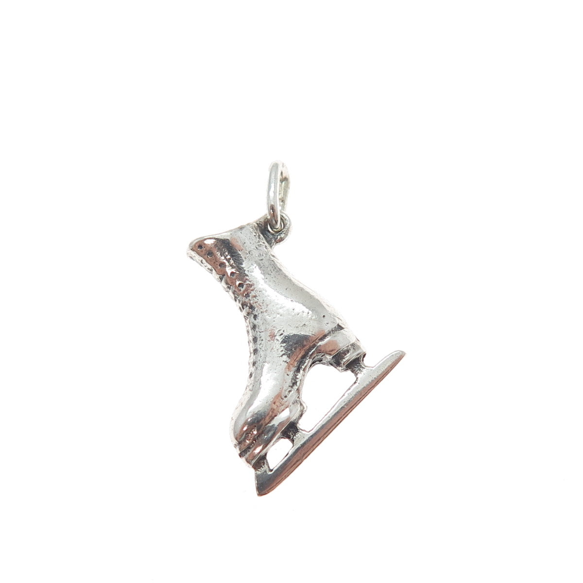 800 Silver Vintage Ice Skating Shoe Oxidized Minimalist 3D Charm Pendant