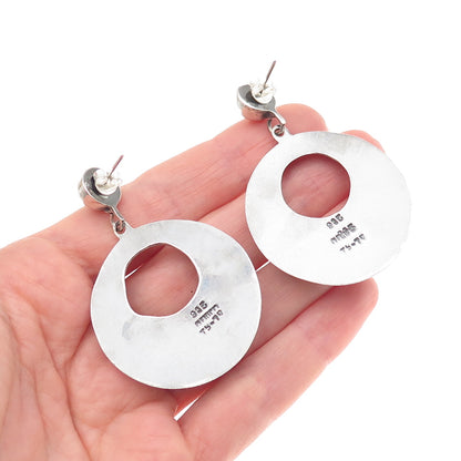 925 Sterling Silver Vintage Mexico Modernist Crescent Dangle Earrings