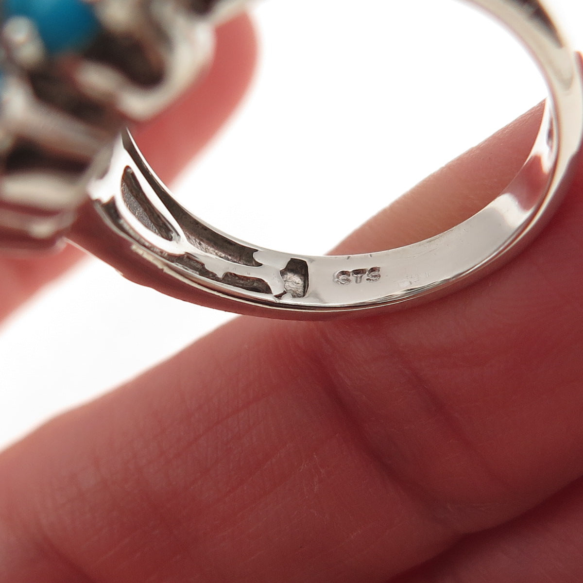 Chuck Clemency Sterling Silver 2-Tone Real Sleeping Beauty Turquoise Ring Size 8