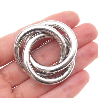 Harry S. Bick 925 Sterling Silver Vintage Modernist Interlocked Trinity Brooch