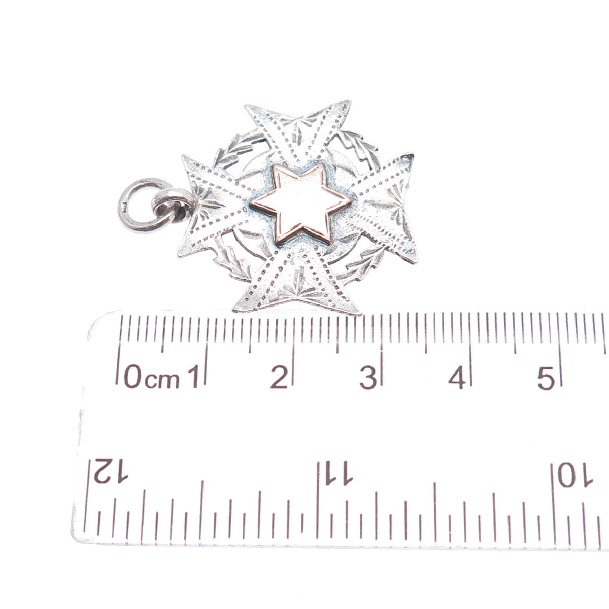 J & R Griffin Sterling Silver 2-Tone Antique 1917 Chester Cross Medal Pendant