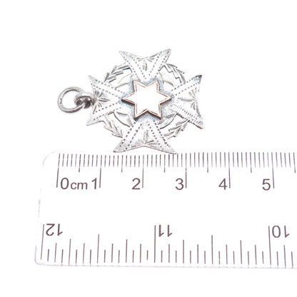 J & R Griffin Sterling Silver 2-Tone Antique 1917 Chester Cross Medal Pendant