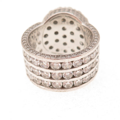 925 Sterling Silver Round-Cut C Z Statement Ring Size 9.5