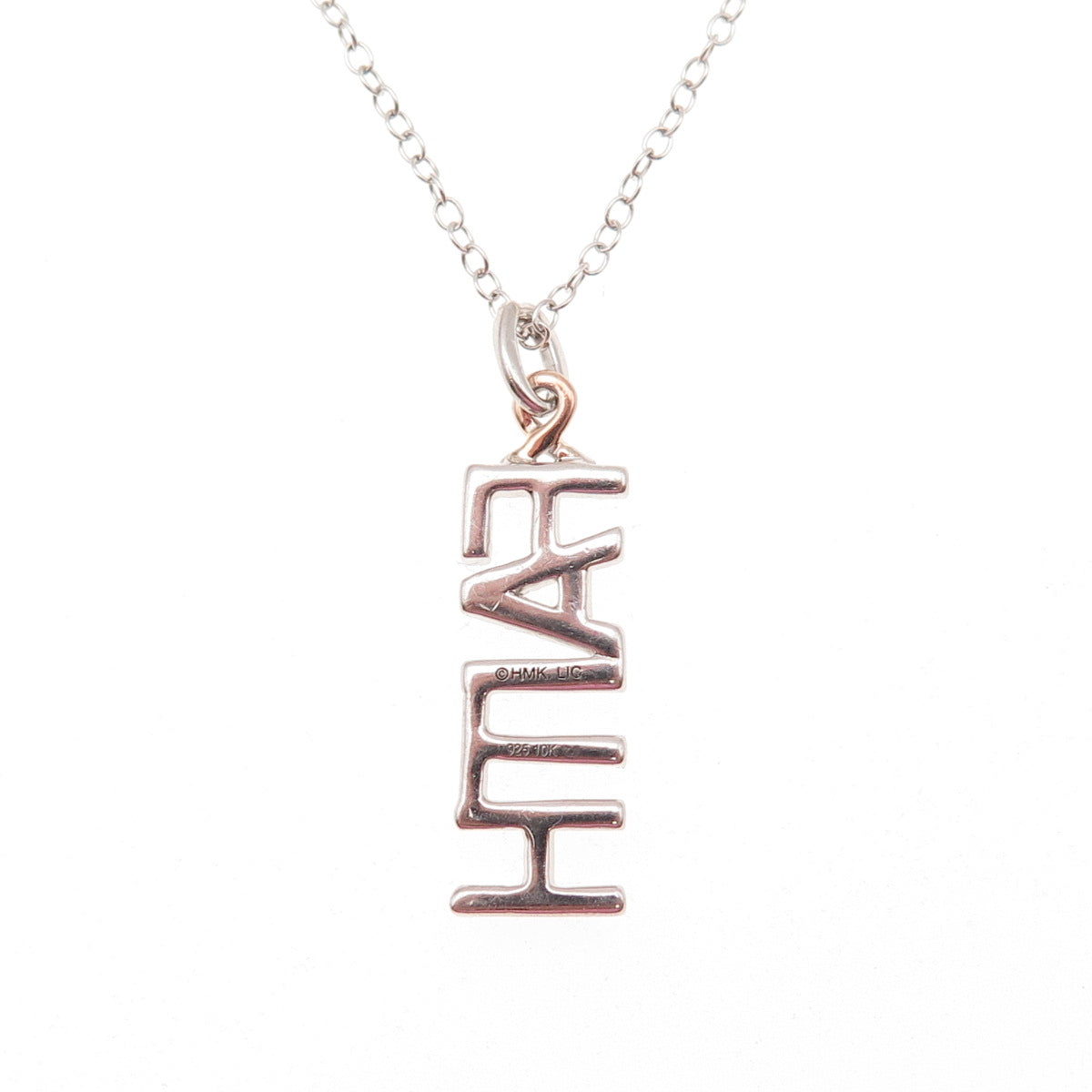 HMK LIC 925 Sterling Silver 10K Gold Real Diamond Faith Cable Chain Necklace 18"