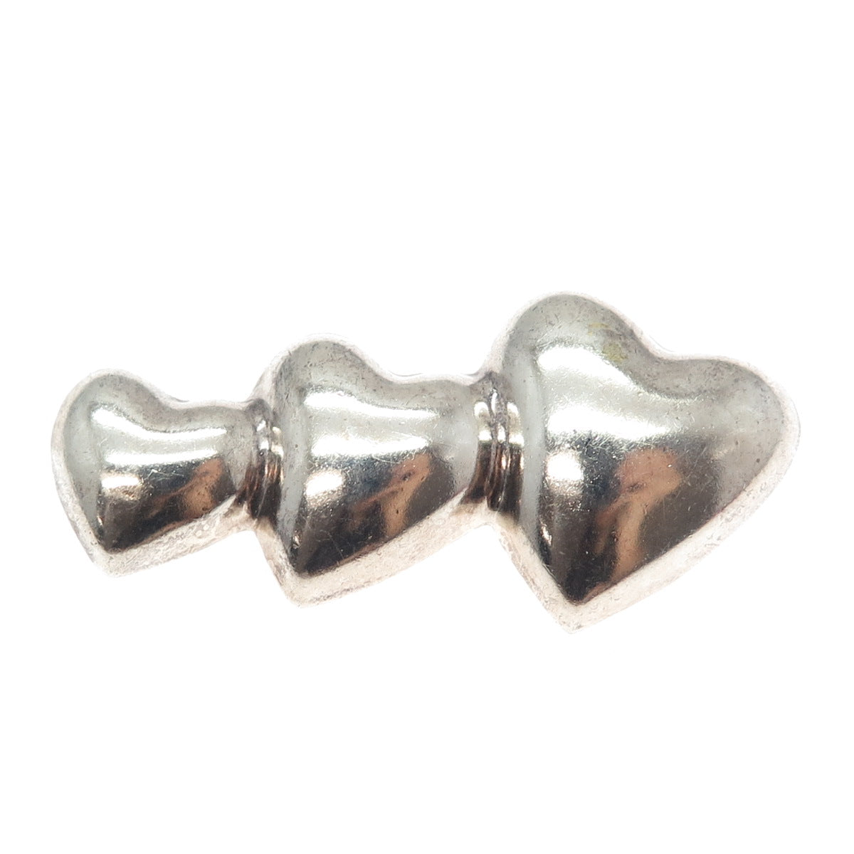 925 Sterling Silver Vintage Mexico Mom Dad & Child Heart Oxidized Pin Brooch