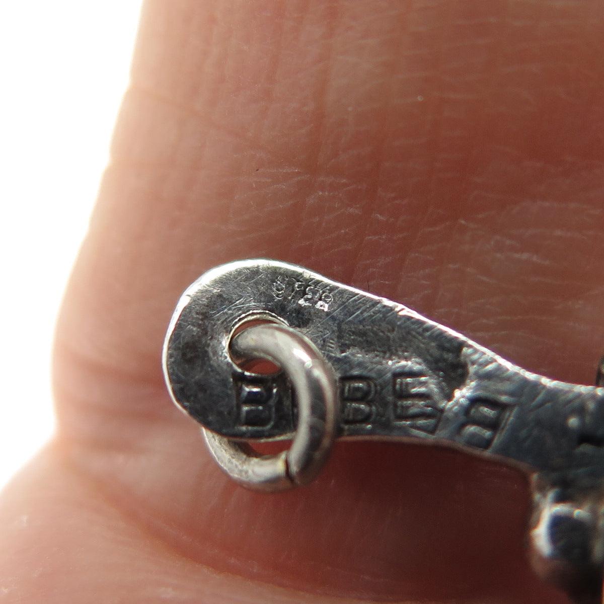 BEBE 925 Sterling Silver Vintage Modernist Oxidized Charm Pendant