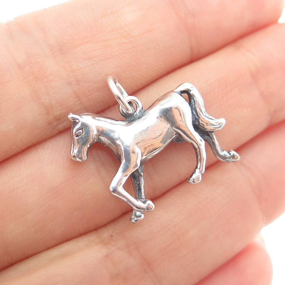 MAISELS INDIAN TRADING Sterling Silver Vintage Horse Oxidized Charm Pendant