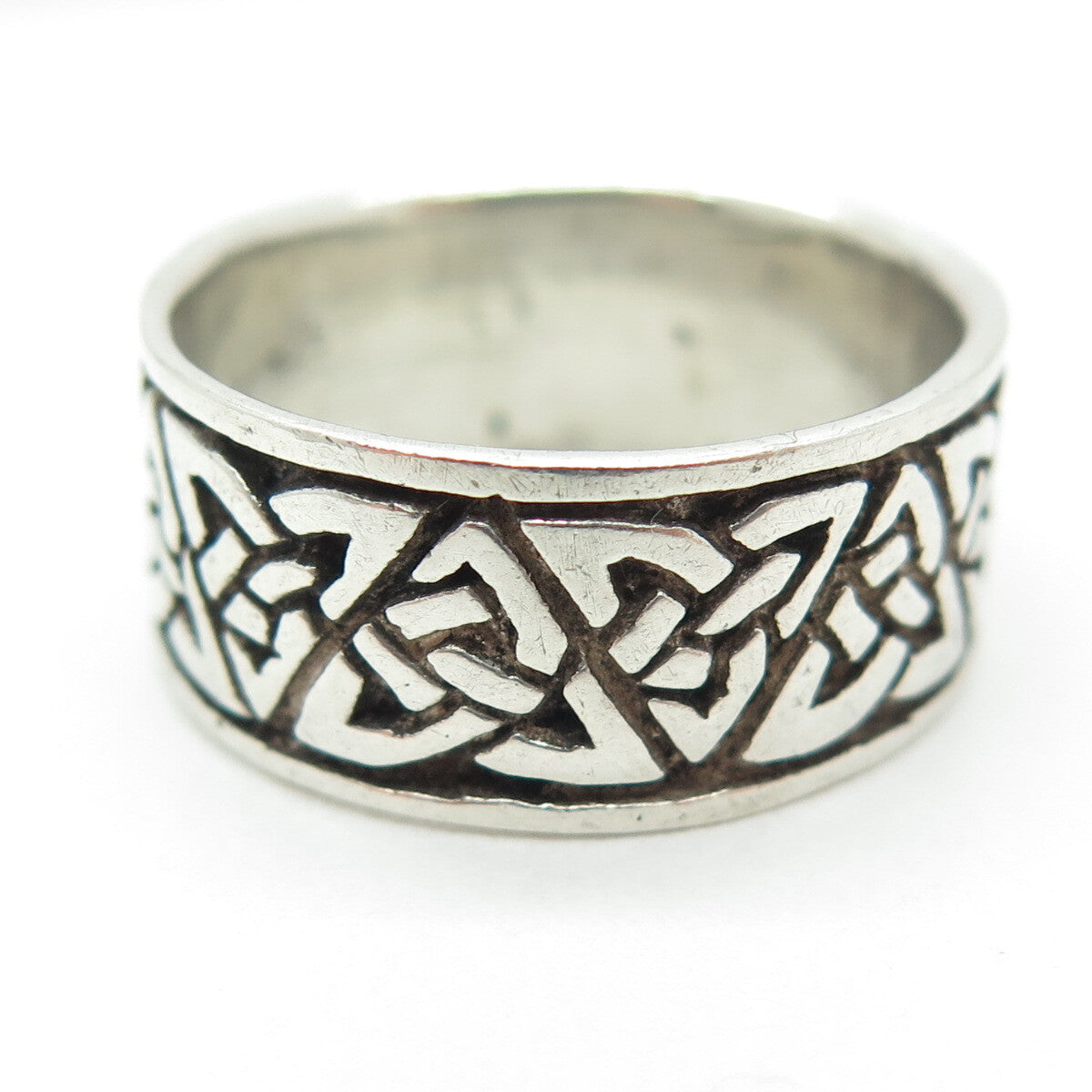 925 Sterling Silver Vintage Celtic Knot Oxidized Band Ring Size 8.75