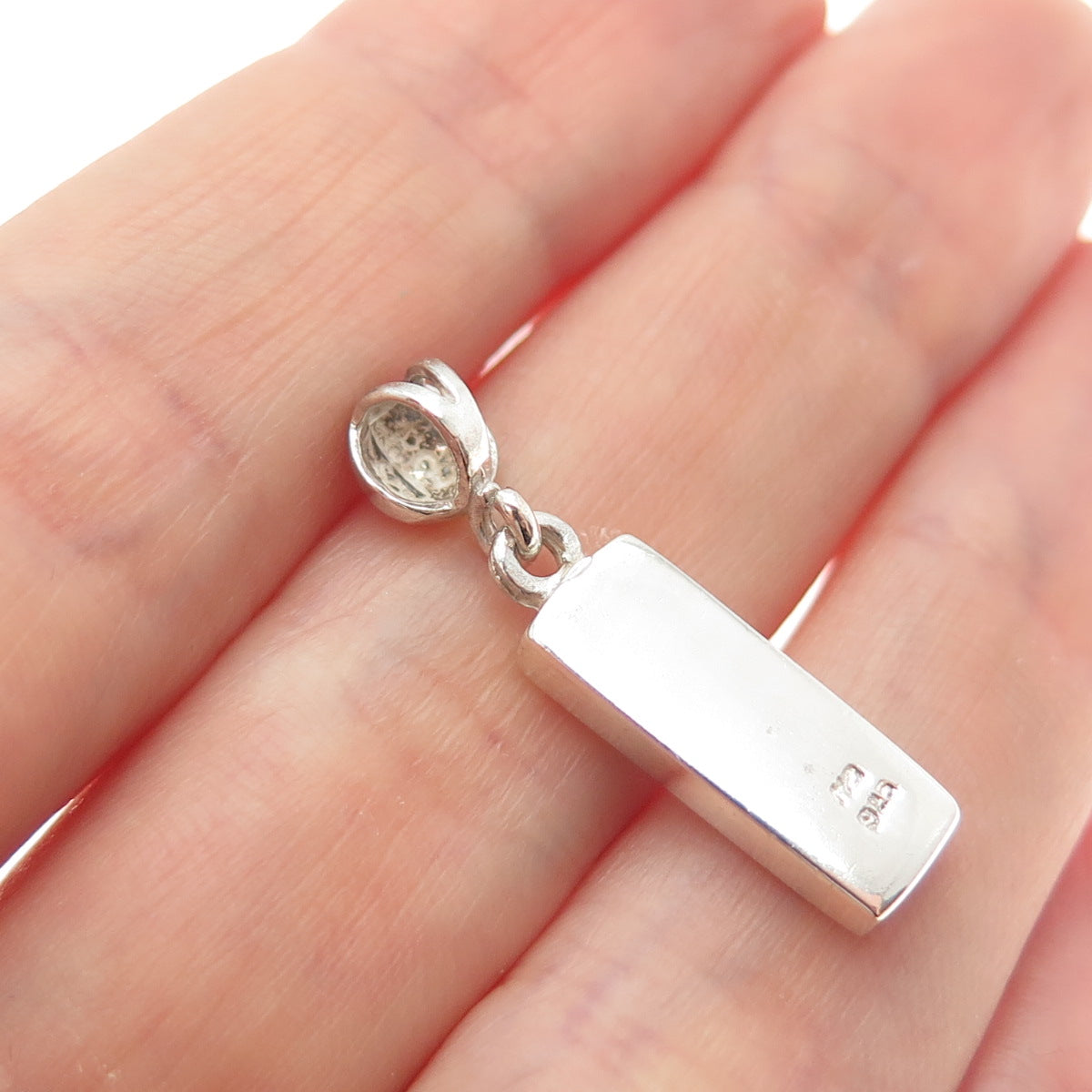 CHARLES WINSTON 925 Sterling Silver Vintage Real MOP Bar Charm Pendant