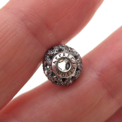Pandora 925 Sterling Silver C Z Essence Appreciation Slide Bead Charm