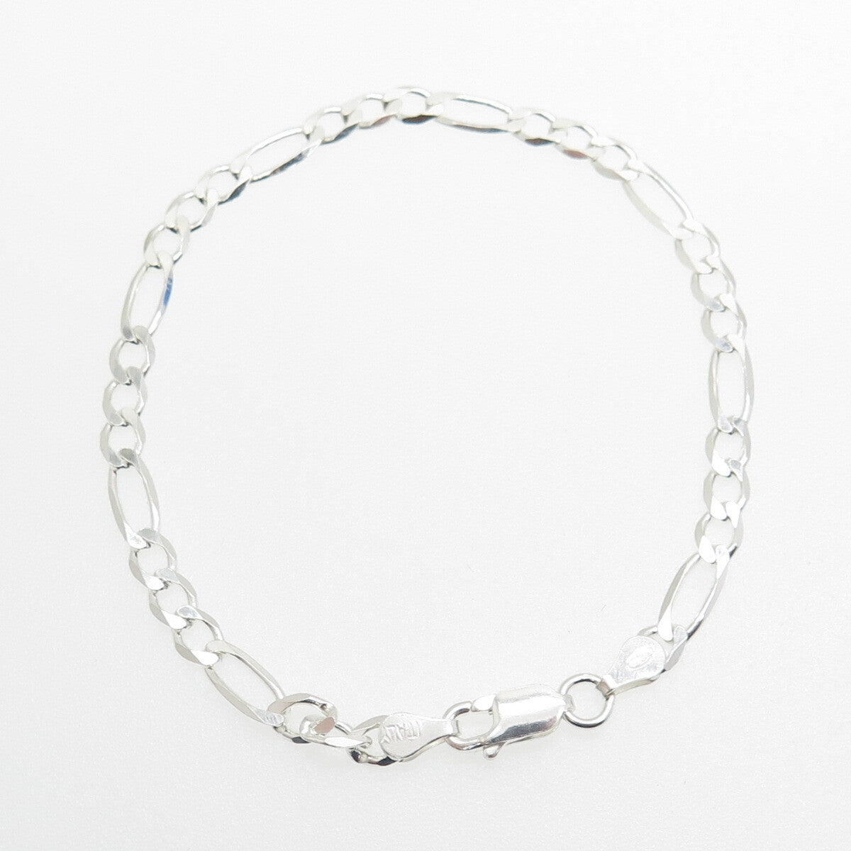 HAN 925 Sterling Silver Italy Figaro Link Bracelet 7.5"