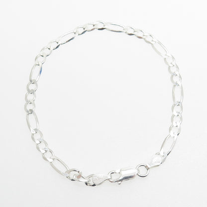 HAN 925 Sterling Silver Italy Figaro Link Bracelet 7.5"