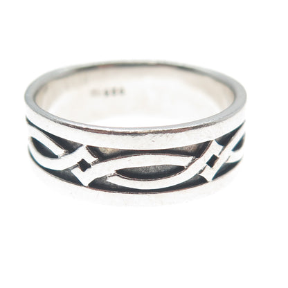 925 Sterling Silver Vintage Celtic Knot Band Ring Size 10.25