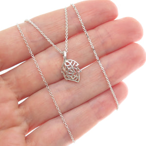 925 Sterling Silver Italy Modernist Floral Leaf Cable Chain Necklace 18"